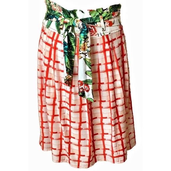 MAEVE Red & Green County Fair Pleated Skirt Size 8 - Picture 2 of 16